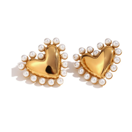 Pearl Kissed Heart earrings