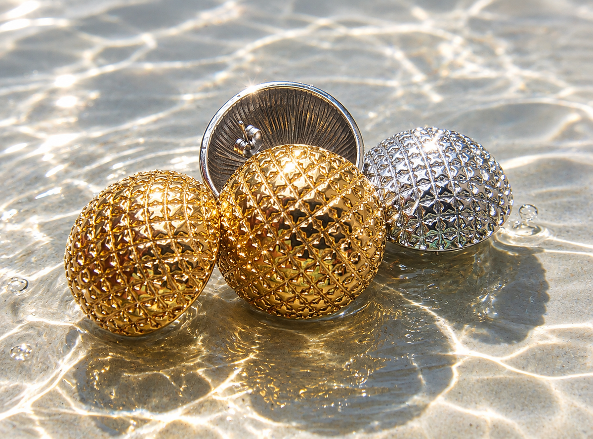 18K Gold Plated Disco Studs Earrings