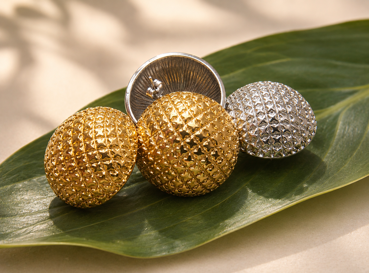 18K Gold Plated Disco Studs Earrings