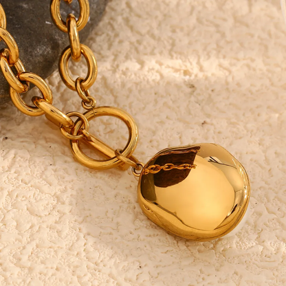 18K Gold Plated Baroque Pearl Toggle Necklace